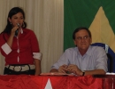Valéria, presidente do PT de Diorama e vereadora, com Antônio Gomide