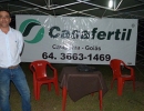Fabiano, da Casafértil, presente na Expoipo, mostrando tecnologia para o plantio de soja