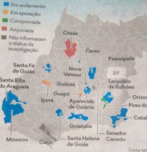 Ilustração em página do jornal O Popular mostra onde há supostas irregularidades